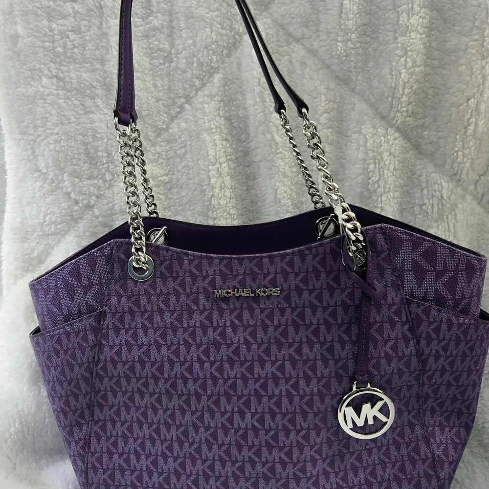 Michael Kors Purple Signature Canvas Tote - Picture 8 of 12